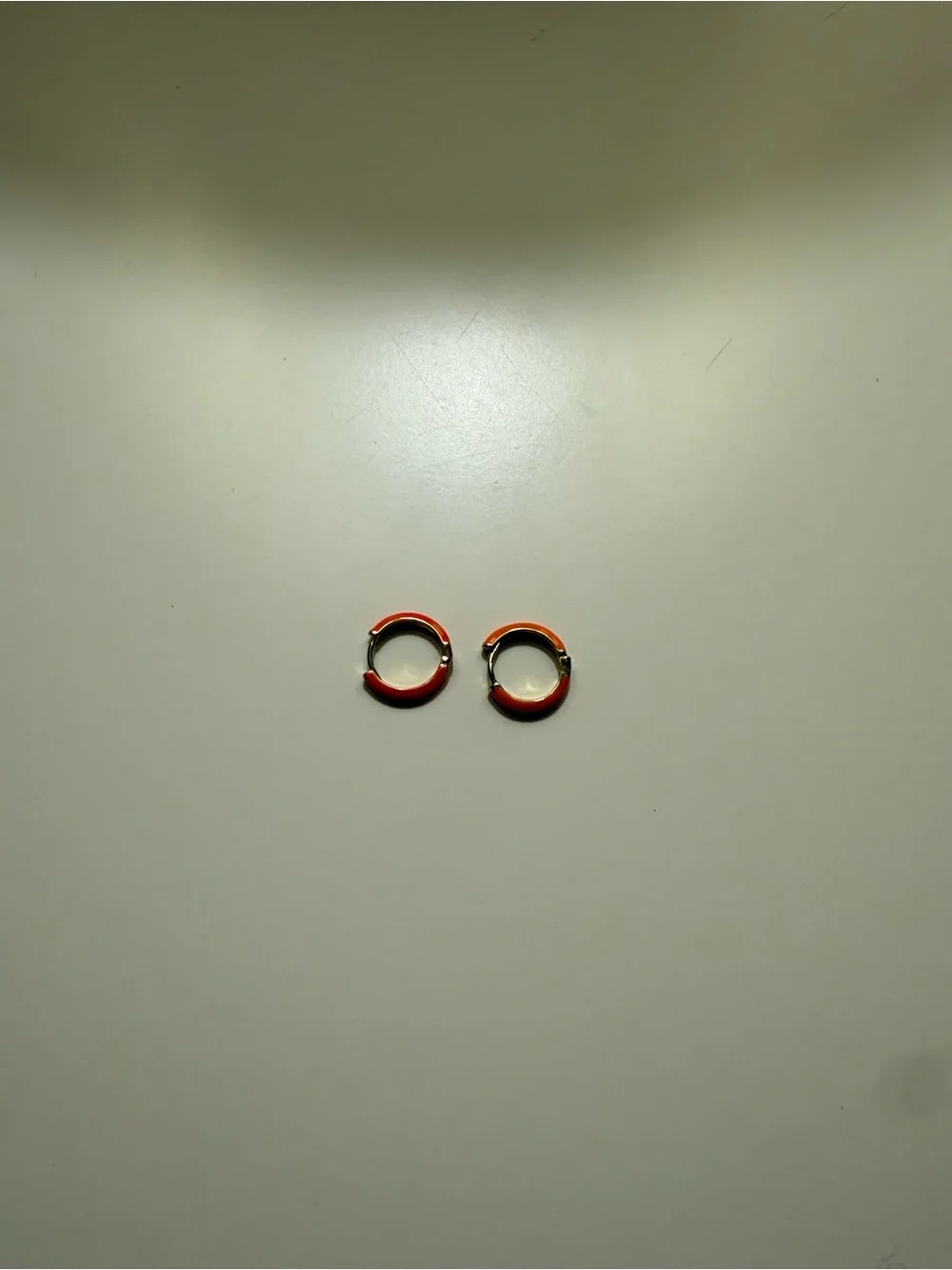 Orange Enamel Hoop Earrings - Women's Small Huggie Hoops